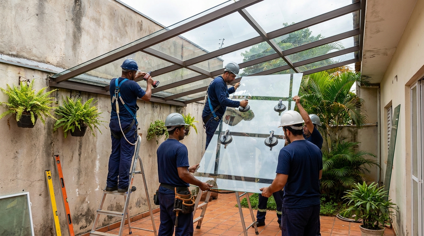 Instalação de cobertura de vidro em Osasco-SP