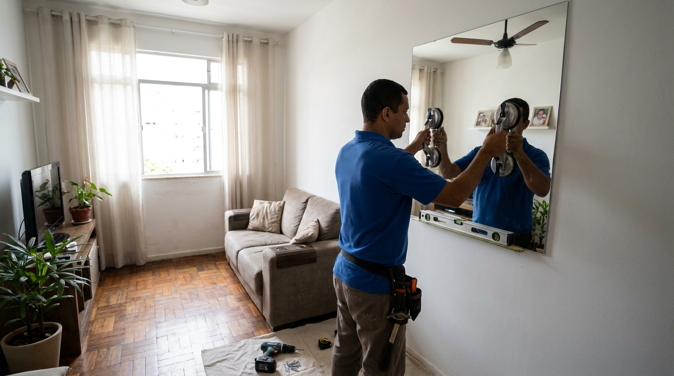 Espelho sob medida com parquet em Osasco-SP