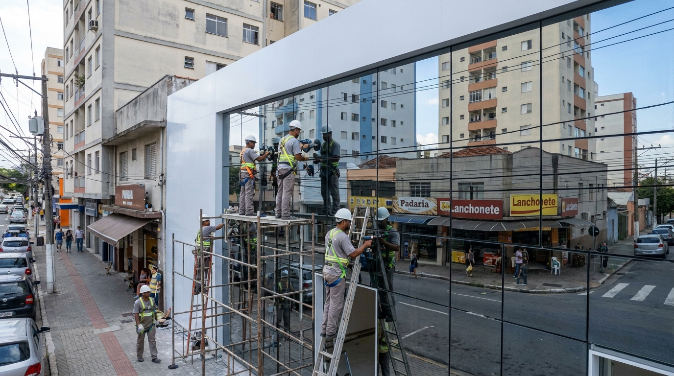 Fachada espelhada em esquina em Osasco-SP